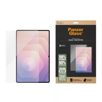 Apsauginis stiklas PanzerGlass Samsung Galaxy Tab S11 Ultra — Grūdintas stiklas, Ultra-Wide Fit, permatomas, sausas klijavimas