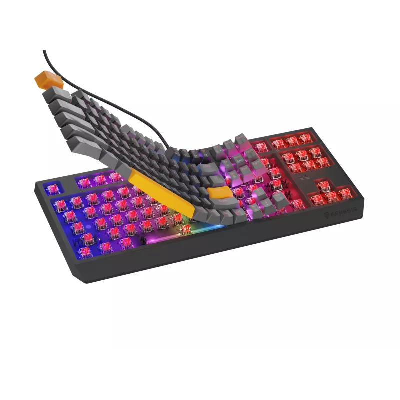 GENESIS Thor 230 TKL klaviatūra žaidimams USB + RF belaidis + Bluetooth QWERTY juoda, pilka, oranžinė