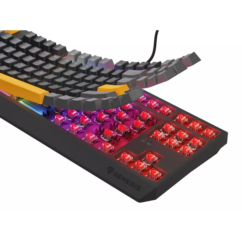 GENESIS Thor 230 TKL klaviatūra žaidimams USB + RF belaidis + Bluetooth QWERTY juoda, pilka, oranžinė