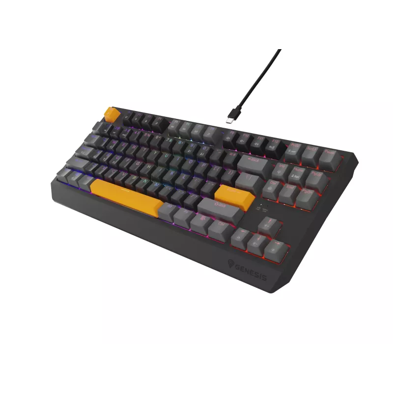 GENESIS Thor 230 TKL klaviatūra žaidimams USB + RF belaidis + Bluetooth QWERTY juoda, pilka, oranžinė