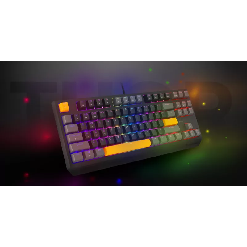 GENESIS Thor 230 TKL klaviatūra žaidimams USB + RF belaidis + Bluetooth QWERTY juoda, pilka, oranžinė