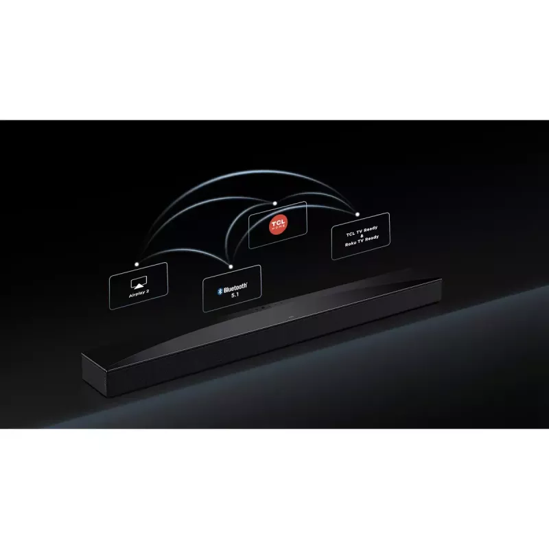 TCL Q Q85H Class 7.1.4 kanalų garso juosta su Dolby Atmos, belaidžiu žemų dažnių garsiakalbiu ir belaidžiais aplinkos garsiakalbiais