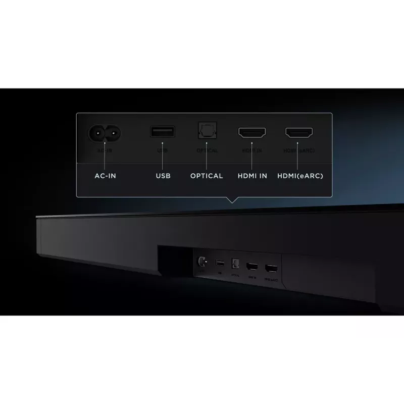 TCL Q Q85H Class 7.1.4 kanalų garso juosta su Dolby Atmos, belaidžiu žemų dažnių garsiakalbiu ir belaidžiais aplinkos garsiakalbiais