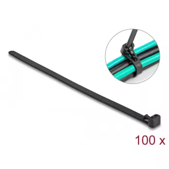 Kabelių raištis su lipnia juosta DeLOCK 300x7,6mm juodas 100vnt