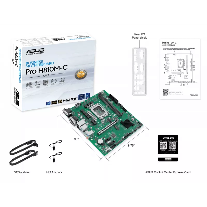 ASUS PRO H810M-C-CSM Intel H810 LGA 1851 (Socket V1) micro ATX pagrindinė plokštė