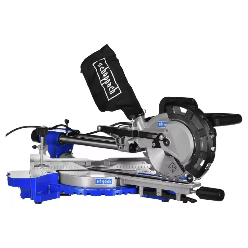 Pjūklas kampinis Scheppach HM216 2000W, 4700 aps./min., pjovimo gylis 65 mm, pjovimo plotis 340 mm, lazerinis vediklis, minkštas paleidimas