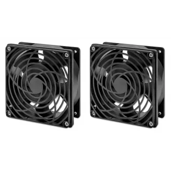 Intellinet 2 ventiliatorių vėdinimo blokas 19 colių sieninėms spintoms, montuojamas ant stogo, 1,8 m maitinimo laidas su EU CEE 7/7 kištuku, formatas 120 x 120 mm, įžeminimo rinkinys, juodas