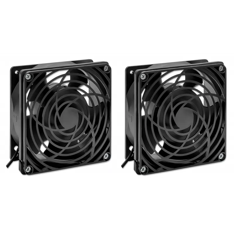 Intellinet 2 ventiliatorių vėdinimo blokas 19 colių sieninėms spintoms, montuojamas ant stogo, 1,8 m maitinimo laidas su EU CEE 7/7 kištuku, formatas 120 x 120 mm, įžeminimo rinkinys, juodas