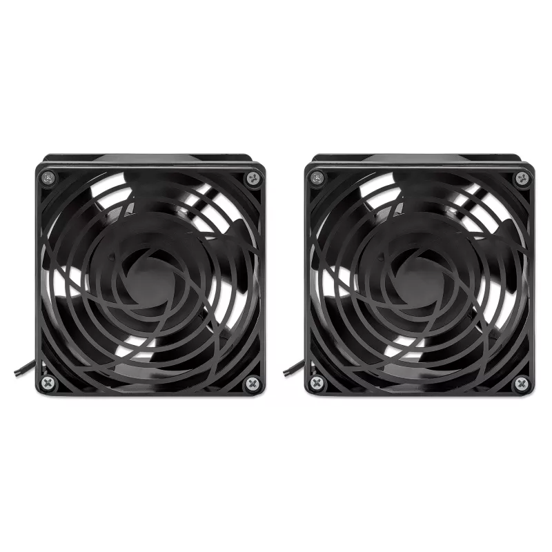 Intellinet 2 ventiliatorių vėdinimo blokas 19 colių sieninėms spintoms, montuojamas ant stogo, 1,8 m maitinimo laidas su EU CEE 7/7 kištuku, formatas 120 x 120 mm, įžeminimo rinkinys, juodas