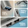 USB šakotuvas AXAGON HUE-STA — aliuminė juostelė su 4 prievadais, 1× USB-A 5Gbps + 2× USB-A ir 1× USB-C 480Mbps, USB-A pagrindinis, pilka