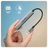 USB šakotuvas AXAGON HUE-STA — aliuminė juostelė su 4 prievadais, 1× USB-A 5Gbps + 2× USB-A ir 1× USB-C 480Mbps, USB-A pagrindinis, pilka