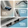 USB šakotuvas AXAGON HUE-STC, 4 prievadų aliuminė juostelė, 1x USB-A 5Gbps + 2x USB-A ir 1x USB-C 480Mbps, USB-C pagrindinis, 12 cm kabelis, pilka
