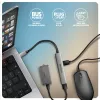 USB šakotuvas AXAGON HUE-STC, 4 prievadų aliuminė juostelė, 1x USB-A 5Gbps + 2x USB-A ir 1x USB-C 480Mbps, USB-C pagrindinis, 12 cm kabelis, pilka