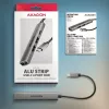 USB šakotuvas AXAGON HUE-STC, 4 prievadų aliuminė juostelė, 1x USB-A 5Gbps + 2x USB-A ir 1x USB-C 480Mbps, USB-C pagrindinis, 12 cm kabelis, pilka