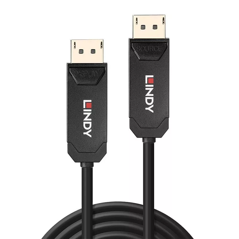 Lindy 10m hibridinis šviesolaidinis DP 2.0 UHBR10 laidas, 10 m, DisplayPort, DisplayPort, vyriškas, vyriškas, 7680 x 4320 pikseliai