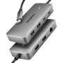 Axagon HMC-CUB83X2 USB 10Gbps 7in1 stotelė, 2x USB-A, USB-C, HDMI & DP 4K/144Hz, RJ-45, PD 100W