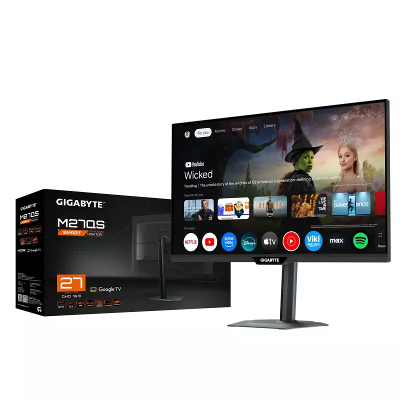 27 colių GIGABYTE M27QS 2K QHD išmanusis monitorius — 2560x1440, 180Hz, 1ms, 350 cd/m², FreeSync, DisplayHDR400, HDMI 2.0, DP 1.4