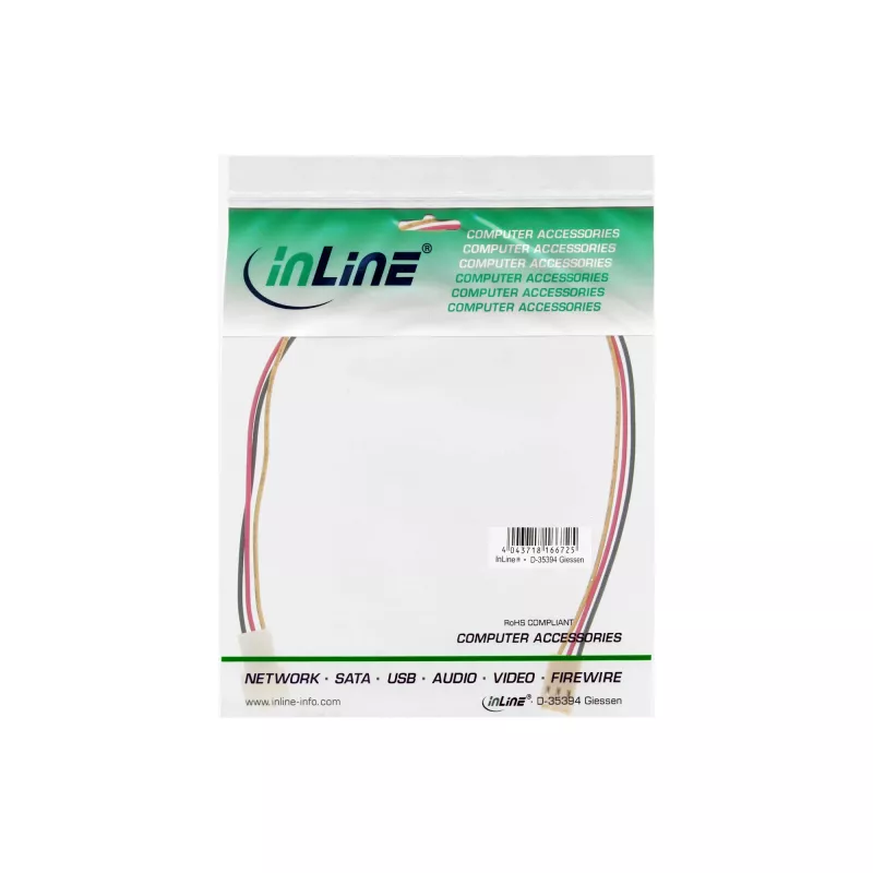 InLine 3 kontaktų Molex ventiliatoriaus ilginimo laidas, 1 m