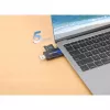 Manhattan USB-A / USB-C kombinuotas kelių kortelių skaitytuvas/rašytuvas, 5 Gbps (USB 3.2 Gen1), vyriškas USB-A ir USB-C, lizdai microSD ir SD/MMC, mini formatas, SuperSpeed USB, juodas/skaidrus, trejų metų garantija