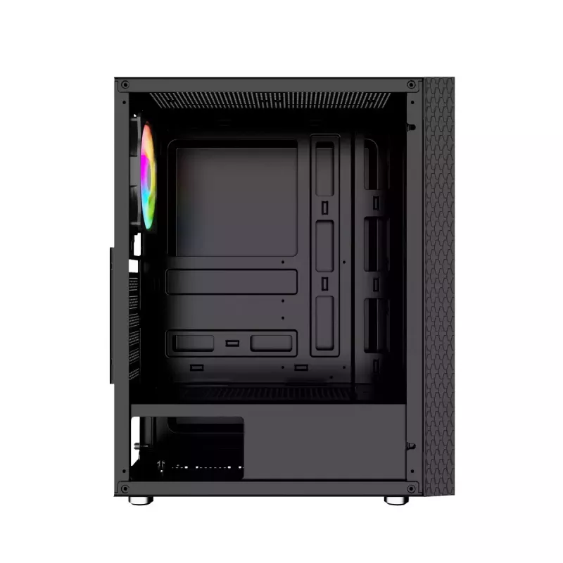 PC korpusas GEMBIRD Fornax 2500 Midi Tower juodas – ATX/ITX, grūdintas stiklas, RGB, 3x120mm priekyje, 2x2,5 colio vietos