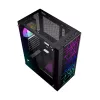 PC korpusas GEMBIRD Fornax 2500 Midi Tower juodas – ATX/ITX, grūdintas stiklas, RGB, 3x120mm priekyje, 2x2,5 colio vietos