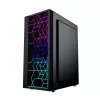 PC korpusas GEMBIRD Fornax 2500 Midi Tower juodas – ATX/ITX, grūdintas stiklas, RGB, 3x120mm priekyje, 2x2,5 colio vietos