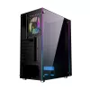 PC korpusas GEMBIRD Fornax 2500 Midi Tower juodas – ATX/ITX, grūdintas stiklas, RGB, 3x120mm priekyje, 2x2,5 colio vietos