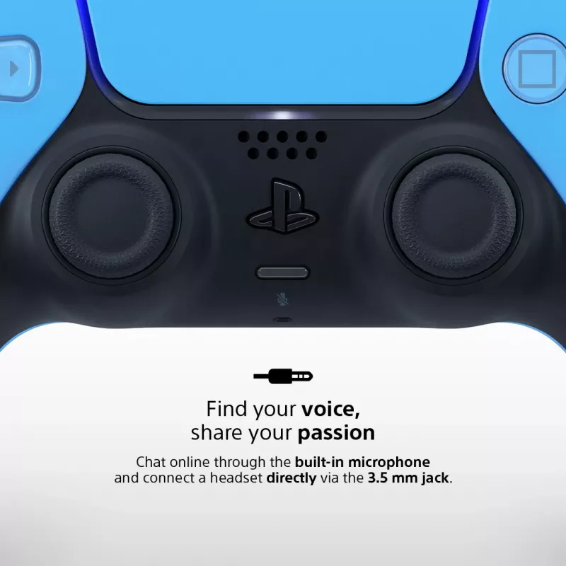 Žaidimų pultas Sony DualSense v3 Mėlynas — Bluetooth/USB, USB-C, įmontuota baterija, suderinamas su PlayStation 5