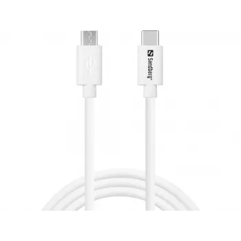 Sandberg USB-C į MicroUSB įkrovimo laidas 1 m, USB C, Micro-USB B, baltas