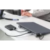 Manhattan USB-C stotelė / centras su kortelių skaitytuvu ir MST, prievadai (x7): Ethernet, HDMI (x2 4k@60Hz), USB-A (x3) ir USB-C, su Power Delivery (PD) 100W – reikalingas išorinis USB-C įkroviklis (neįtrauktas). Maitinama per USB (nereikia išorinio mait