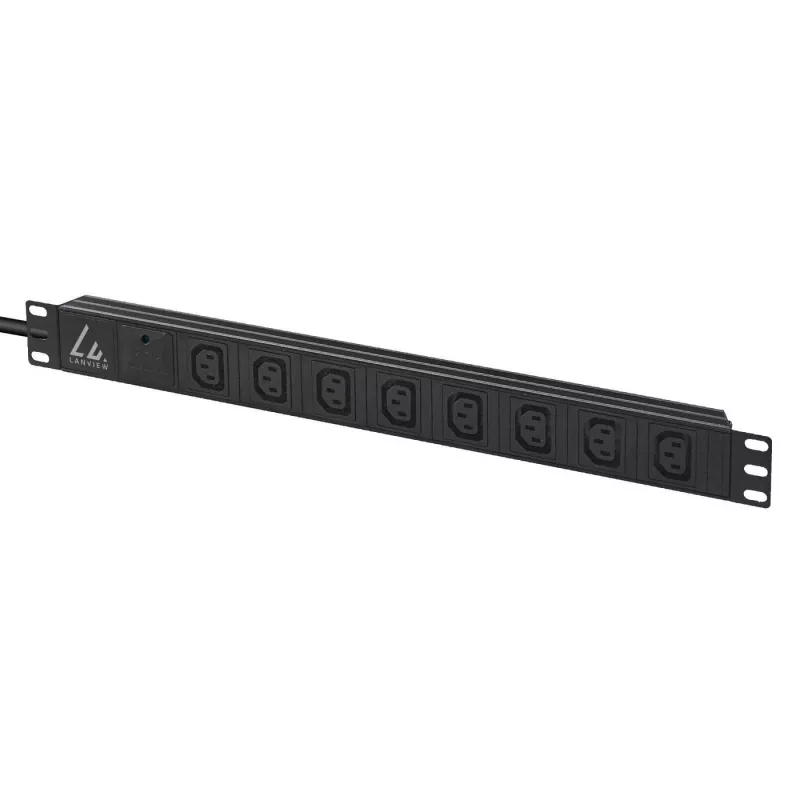 Lanview LVR-2MC14-SPD-C13X8 maitinimo paskirstymo blokas (PDU) 1U, 8x C13, 2 m, su apsauga nuo viršįtampių