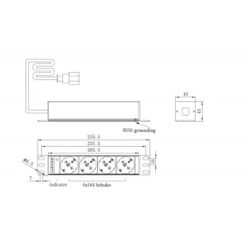 Maitinimo skirstytuvas Lanview LVR-2MSCH-SCH-C13-4, 1U, 10 inch
