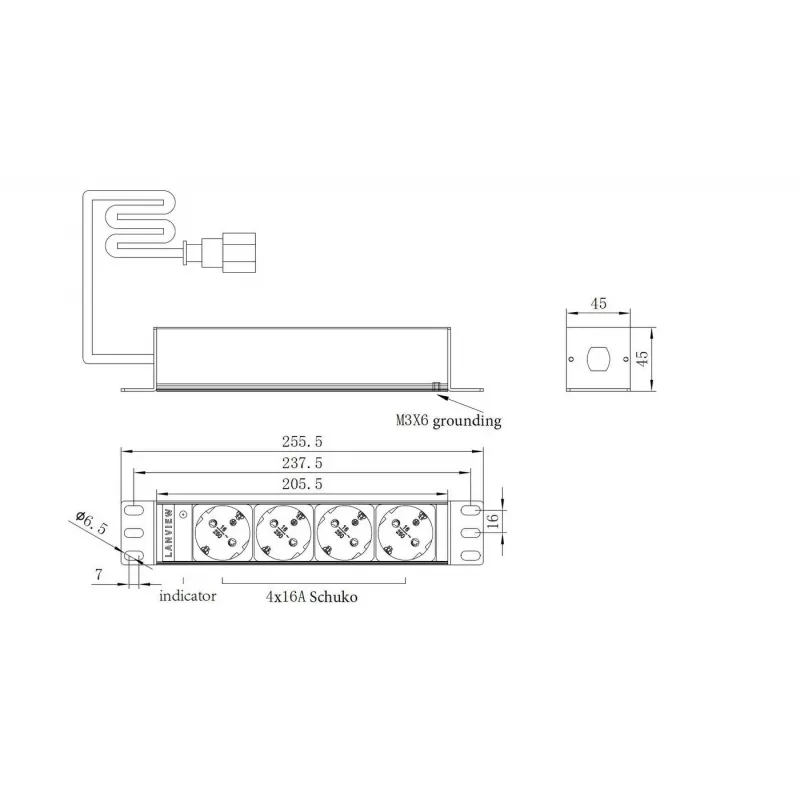 Maitinimo skirstytuvas Lanview LVR-2MSCH-SCH-C13-4, 1U, 10 inch