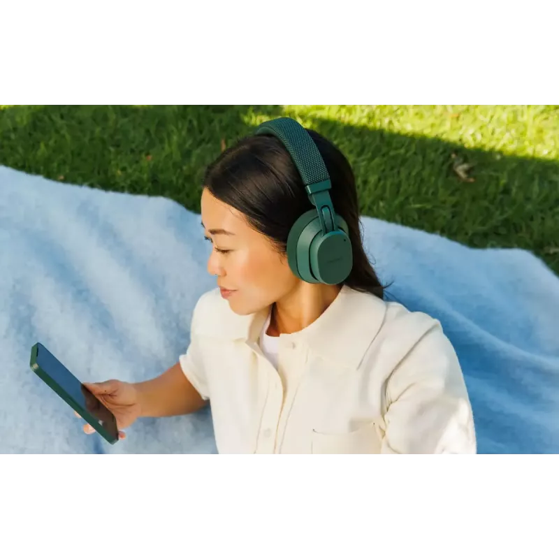 Belaidės ausinės su lankeliu Fairphone Fairbuds XL — Bluetooth, USB-C, skambučiai ir muzika, 20–20000 Hz, 10 m atstumas, žalios