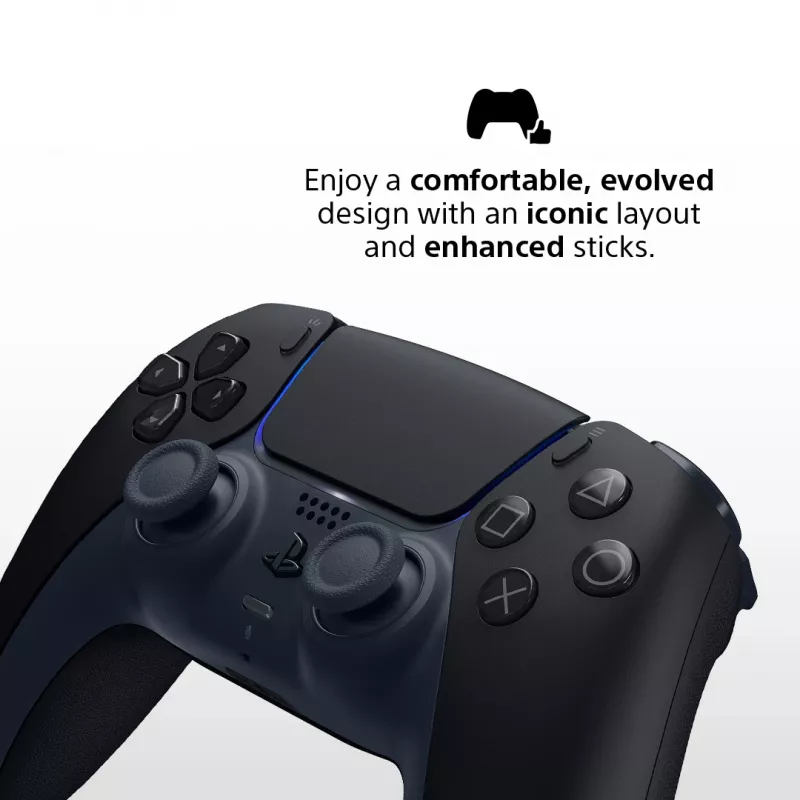 Žaidimų pultas Sony DualSense v3 Juodas – Bluetooth / USB-C, PS5, įmontuota baterija, laidinis ir belaidis