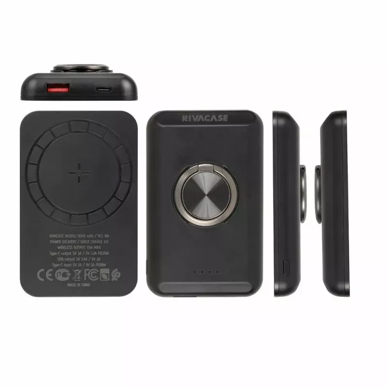 Power Bank Rivacase VA2603 5000 mAh USB-A USB-C belaidžiu įkrovimu