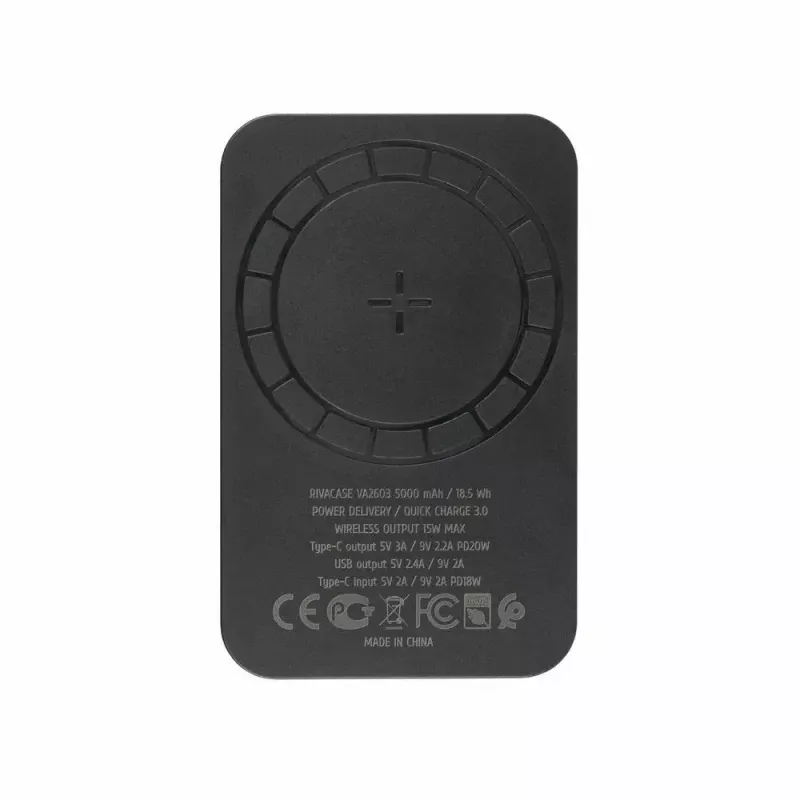 Power Bank Rivacase VA2603 5000 mAh USB-A USB-C belaidžiu įkrovimu