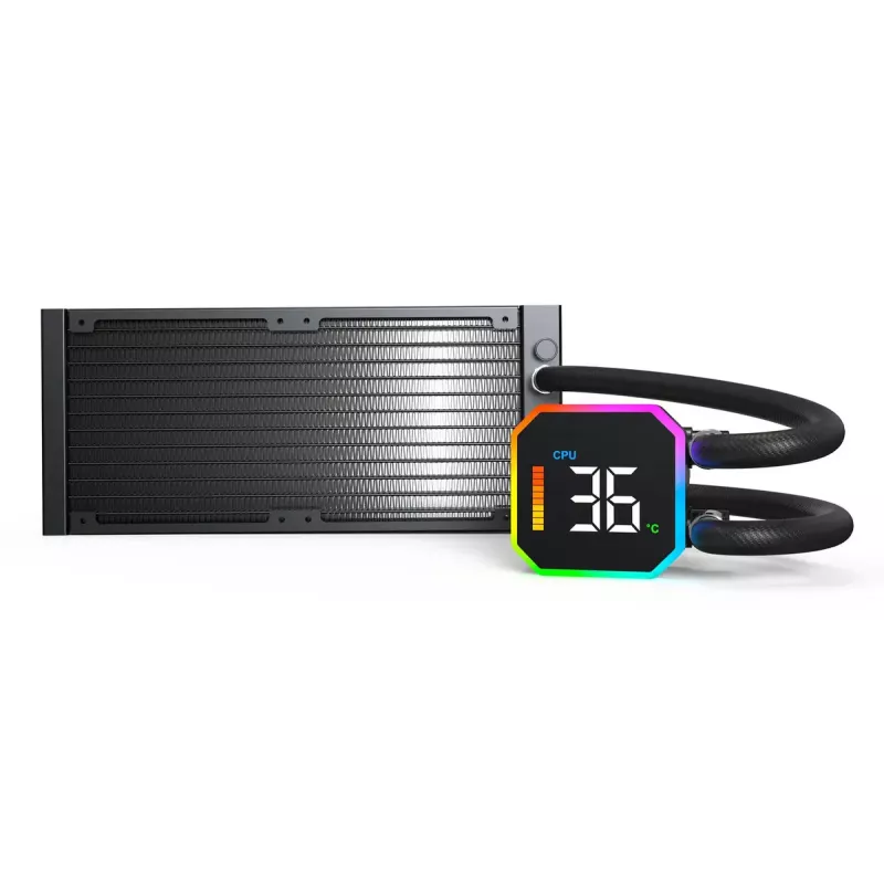 Montech HyperFlow Digital 240 procesoriaus vandens aušintuvas 240 mm radiatorius 2x120 mm ventiliatoriai juodas