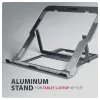 Axagon STND-LAG aliumininis stovas nešiojamiesiems kompiuteriams 10 inch–17,3 inch, aštuoni aukščio ir kampo reguliavimo lygiai, pilka versija