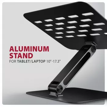 Stovas nešiojamam kompiuteriui ir planšetei AXAGON STND-LQB 10 inch–17,3 inch, aliuminis, juodas, reguliuojamas aukštis 0–20,5 cm ir pasvirimas 0–180°