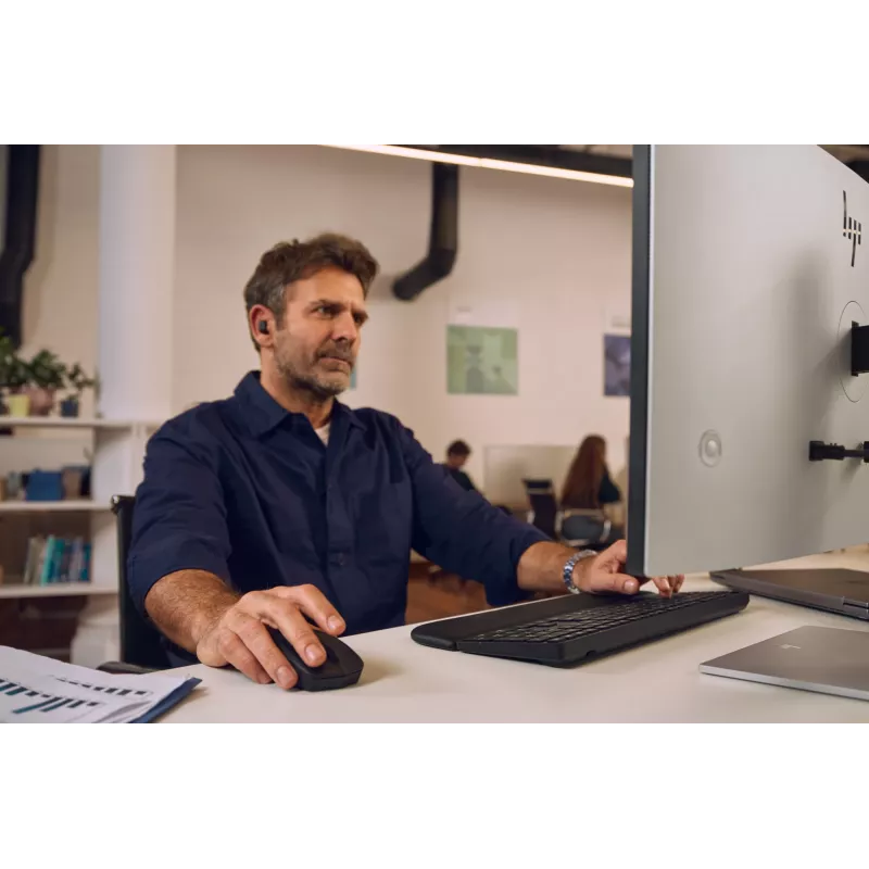 Klaviatūros ir pelės rinkinys HP Multi-device USB/Bluetooth PR585C su riešo atrama, juodas, pelė įtraukta