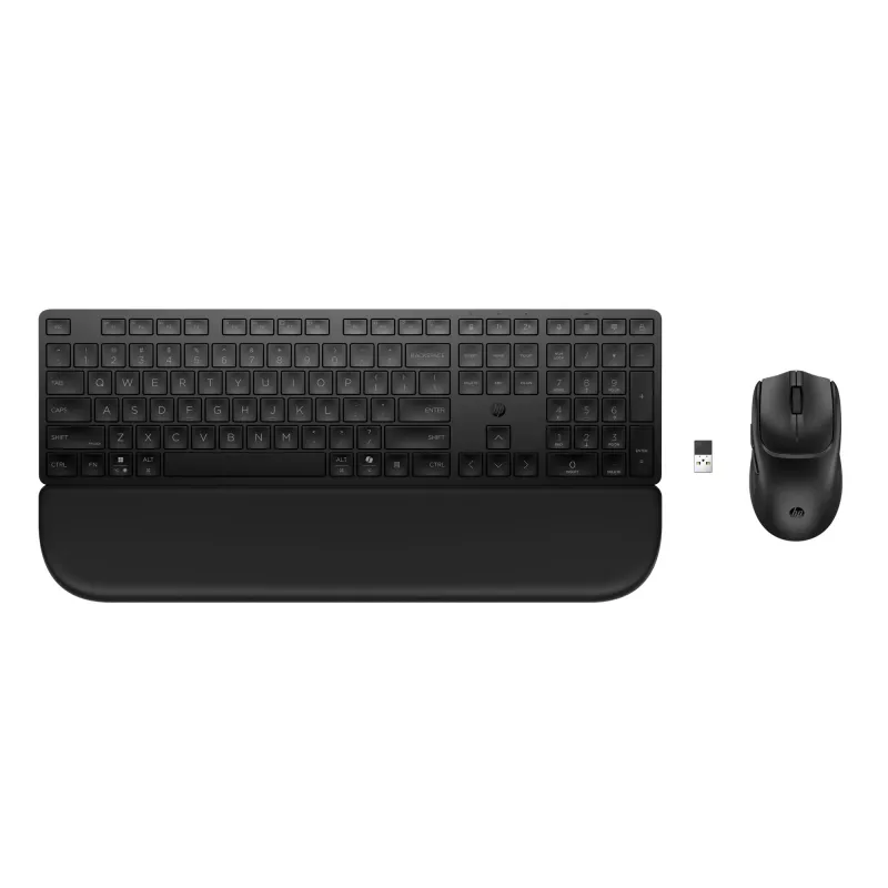 Klaviatūros ir pelės rinkinys HP Multi-device USB/Bluetooth PR585C su riešo atrama, juodas, pelė įtraukta