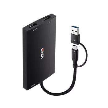 Lindy 43430 vaizdo kabelio adapteris 0,11 m USB Type-C 2 x HDMI juodas
