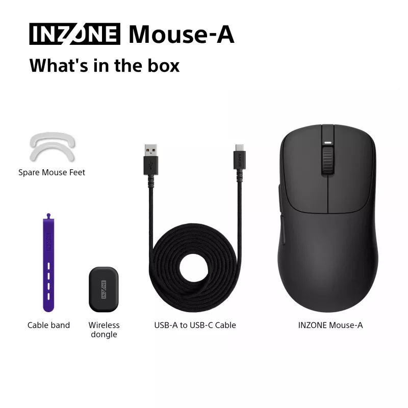 Belaidė žaidimų pelė Sony INZONE dešinei rankai, optinė, 30000 DPI, 70G pagreitis, ratukas