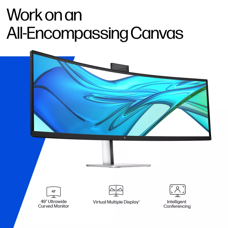 HP Series 5 Pro 49 colių DQHD konferencinis monitorius - 549pm, 124,5 cm (49 colių), 5120 x 1440 pikselių, Dual QHD, LCD, 5 ms, Juodas
