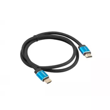 HDMI kabelis LANBERG CA-HDMI-P20CU-0010-BK 1 m, HDMI Type A vyriškas–vyriškas, HDMI 2.0, 18 Gbit/s, ARC, paauksuoti kontaktai, juodas/mėlynas