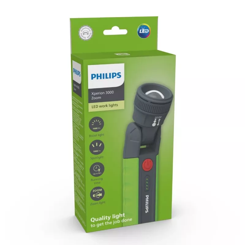 Philips Xperion 3000 LUMX30ZOOMX1 Zoom LED darbinė lempa, 1000 lm, žalia/pilka