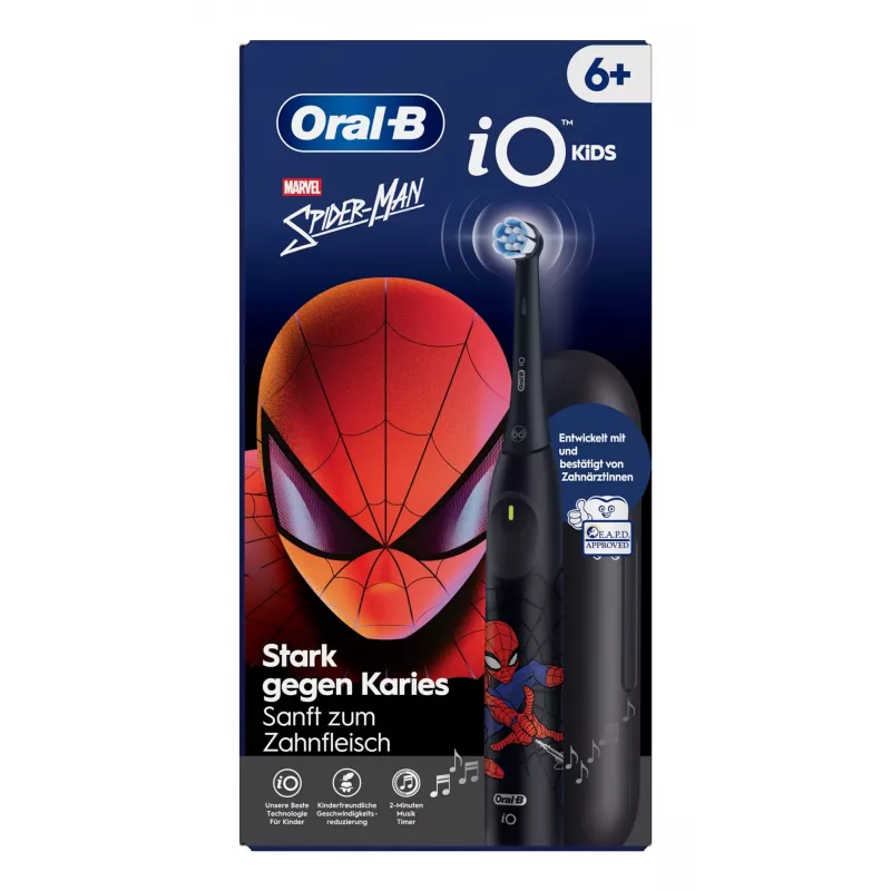 Oral-B iO Kids Spiderman besielis vaikiškas dantų šepetėlis, juodas