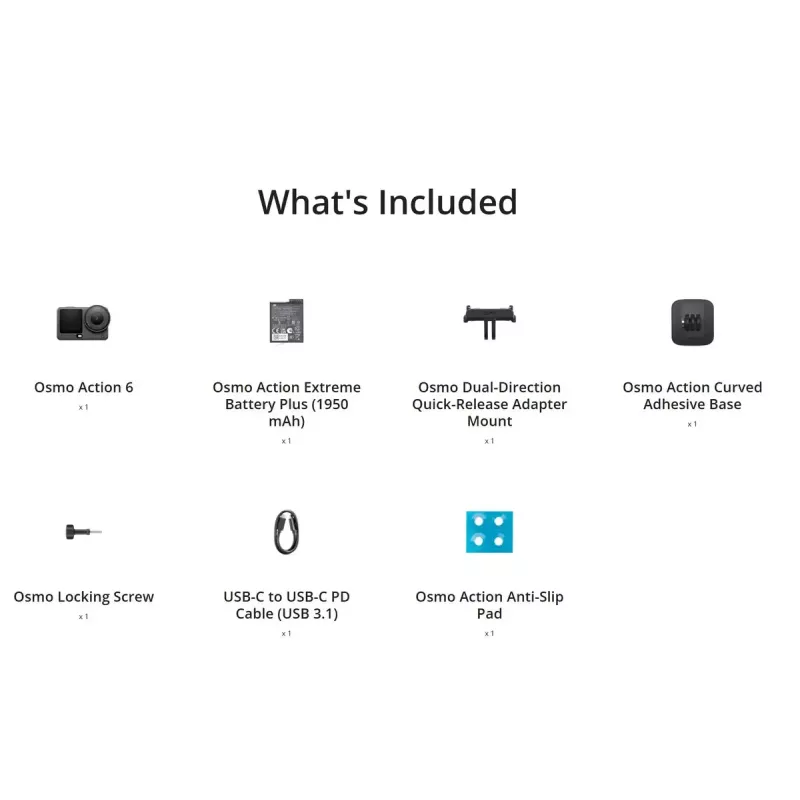 Veiksmo kamera DJI Osmo Action 6 Standartinis komplektas – 38 MP CMOS, 4K Ultra HD, 155° matymo laukas, 2x skaitmeninis priartinimas