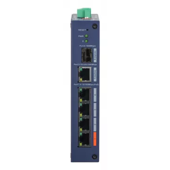 Valdomas pramoninis jungiklis DAHUA CHS4106-4ET-60 — 6 prievadai, 4x PoE 10/100, L2, 4,8 Gbit/s, 8000 MAC